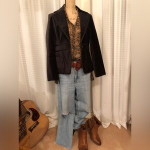 Vintage Will Smith Cotton Velvet Black Jacket Button Closure L